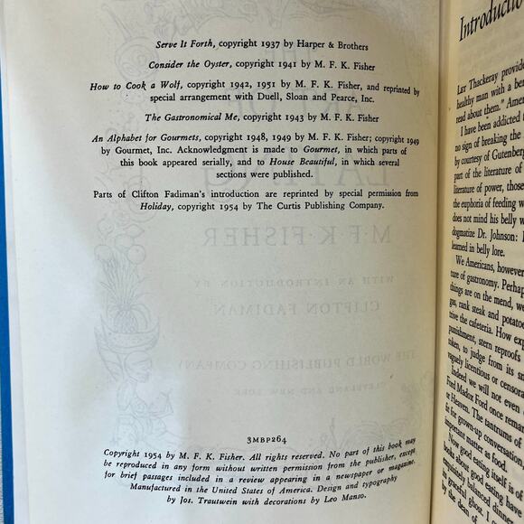 M.F.K. Fisher The Art of Eating Collected Gastronomical Works 1st 1954 No DJ HC - Picture 7 of 8